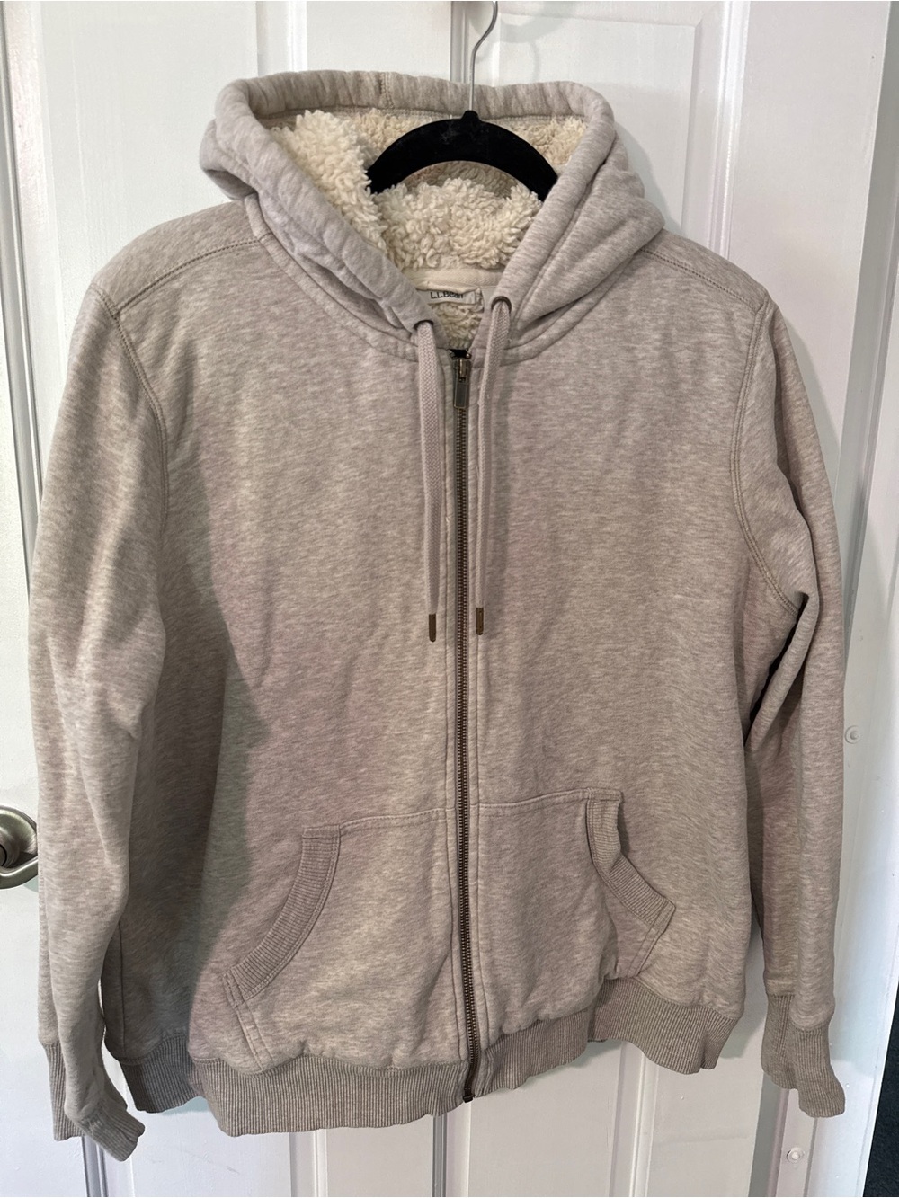 L.L. Bean Heather Gray Sherpa-Lined Zip Hoodie